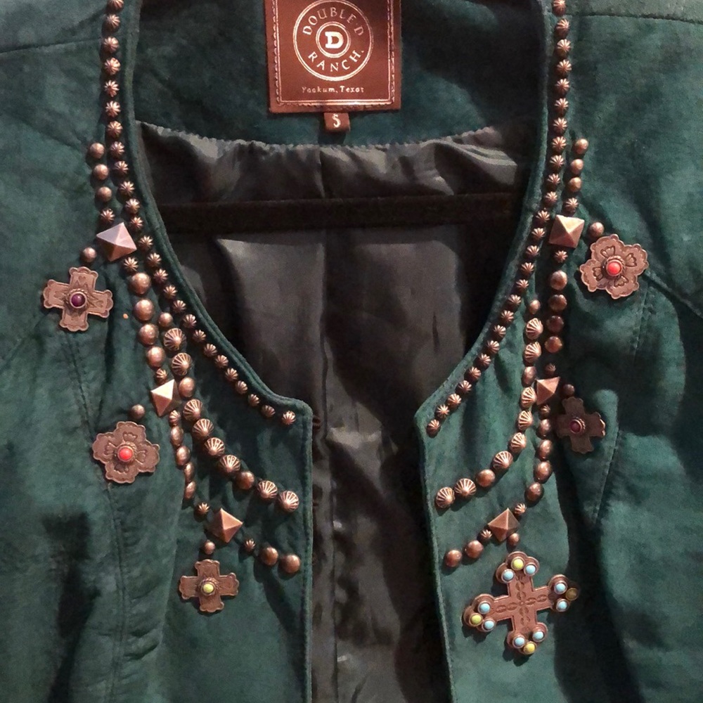 Forest Green Genuine Leather Jacket With Studs